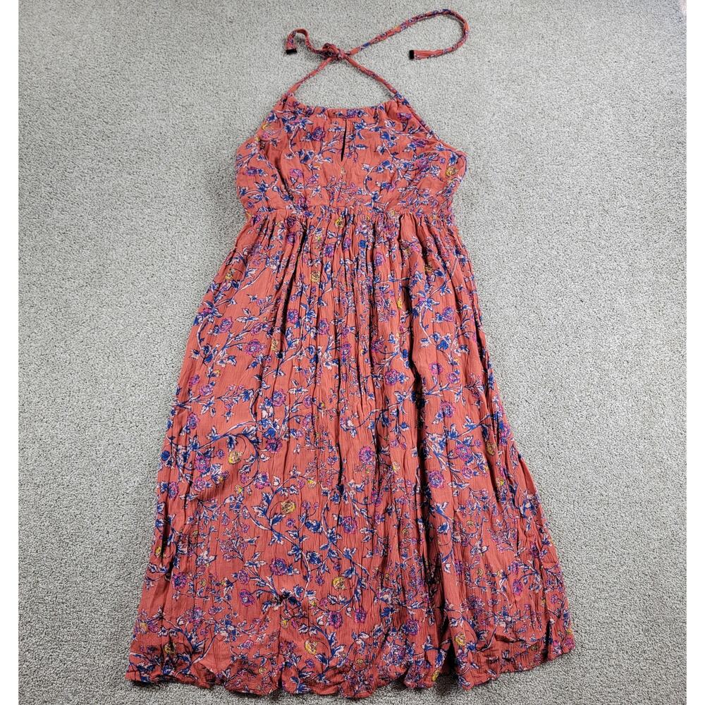 Jessica Simpson Maternity Halter Dress Womens S Pink Blue Floral Gauze A-Line